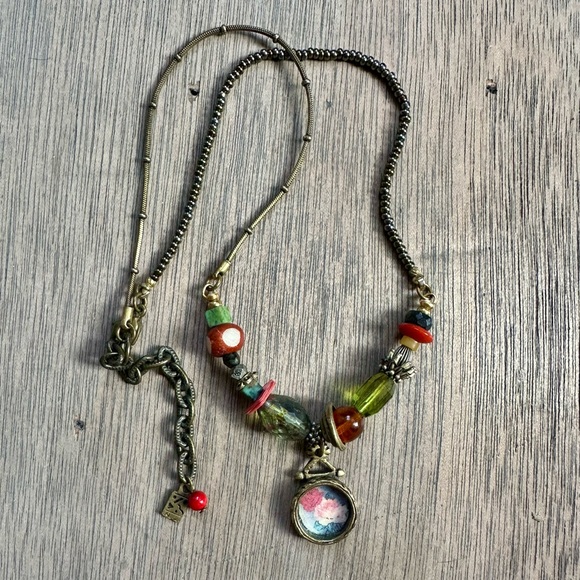 Vintage 2000s Jill Schwartz boho-romantic eclectic pendant necklace - Picture 1 of 9